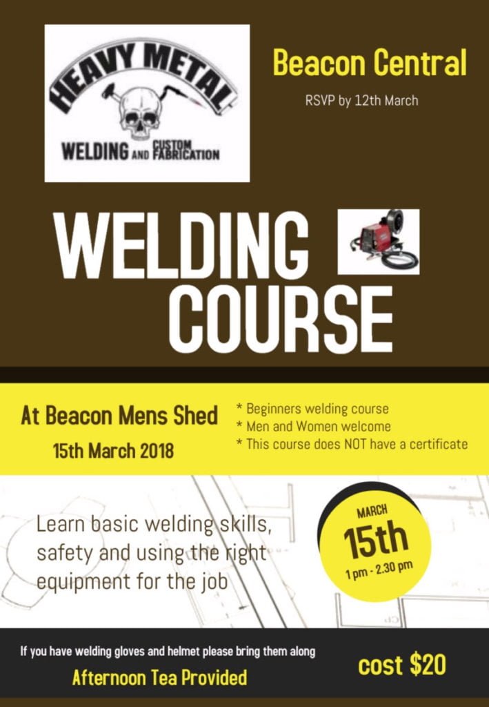illustration promoting welding course at the Beacon Mens Shed
