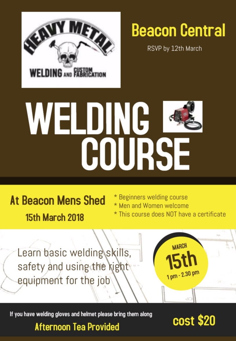 illustration promoting welding course at the Beacon Mens Shed