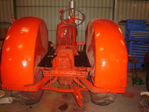 Massey Harris tractor restoration before lettering applied to paint