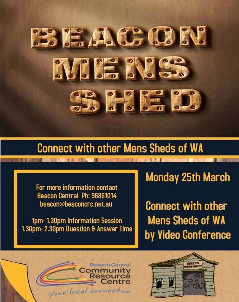 illustration promoting mens shed video conference